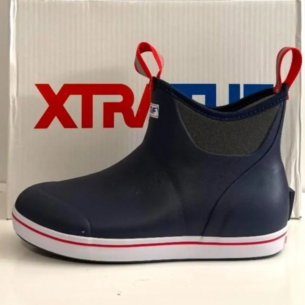 XTRATUF Men's Navy/Red Ankle Deck Boot, NWT! Size 9